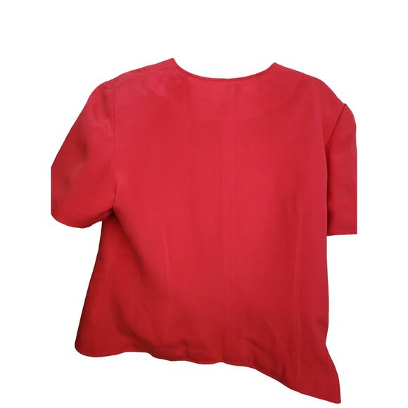 100% Silk Women Lined Size 16 Jacket Blazer Shomi Scalloped Front Button Vintage - Picture 2 of 9